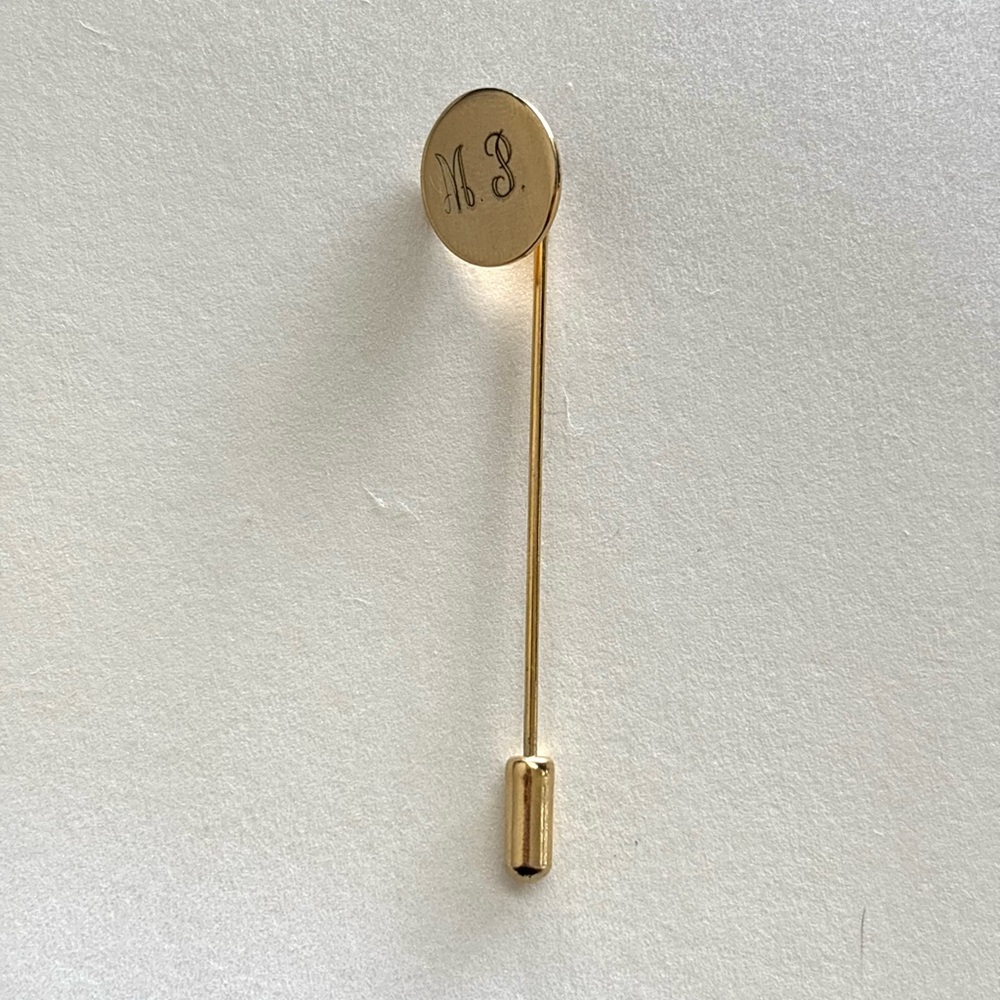 Gold Monogrammed “M.S” Stick Pin